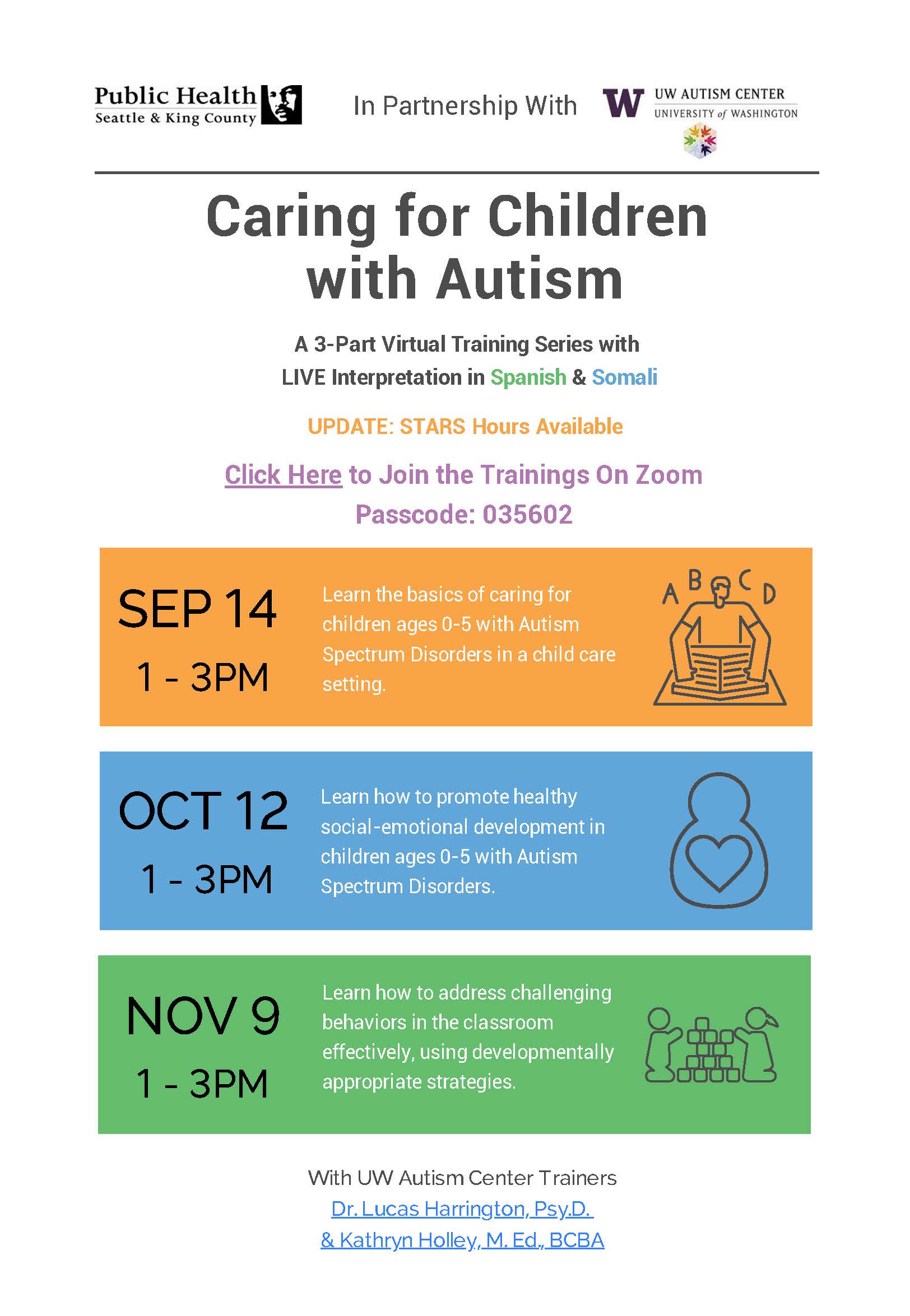 Caring for Children with Autism – Virtual Training Series – Washington ...